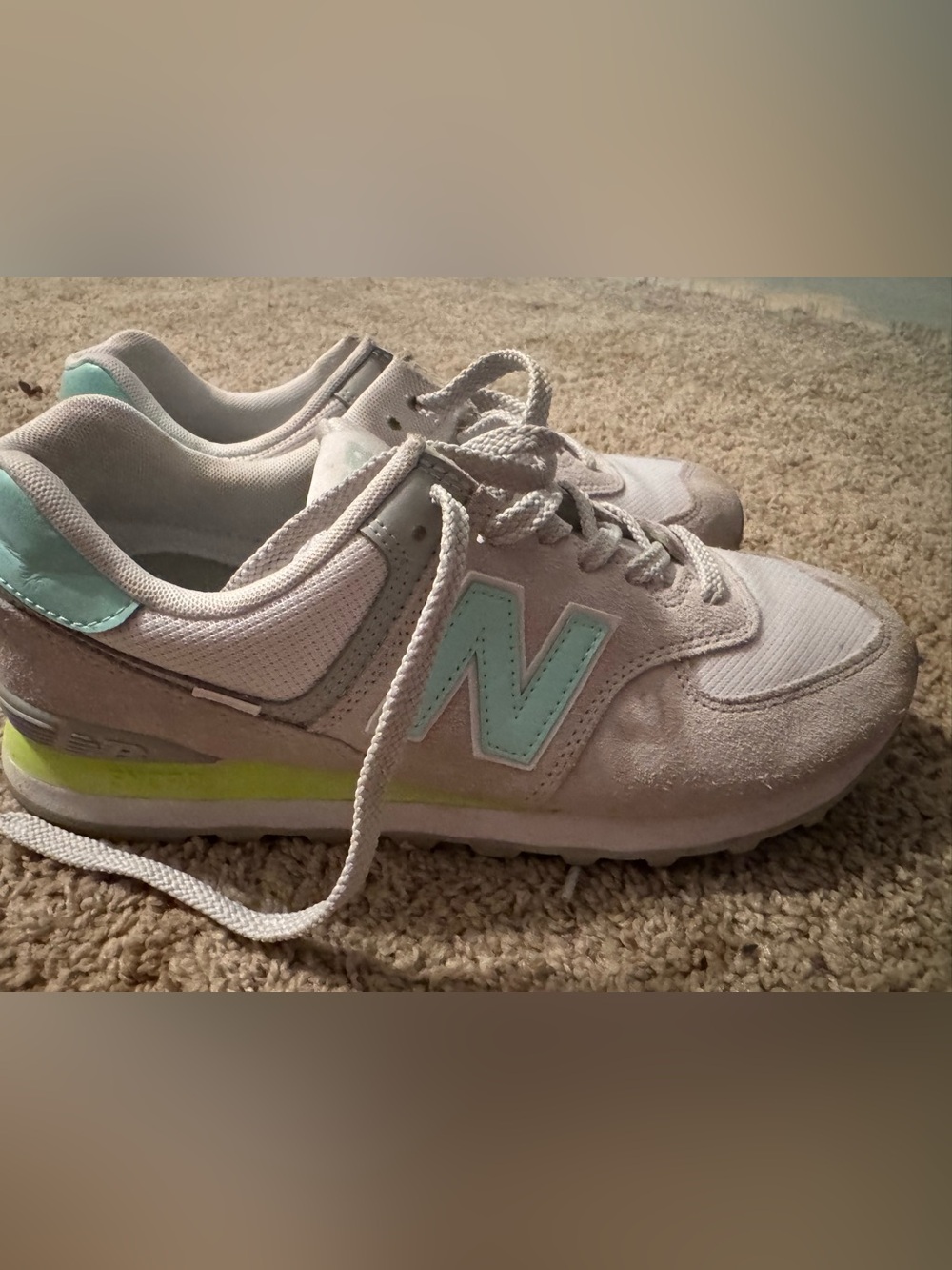 New Balance Pale Pink Suede Sneaker with Mint 'N'